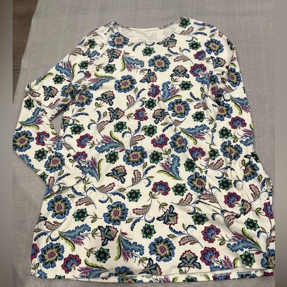 [L] J. Jill Perfect 100% Pima Cotton Cream Chinoiserie Garden Tunic Floral Print - Picture 3 of 7